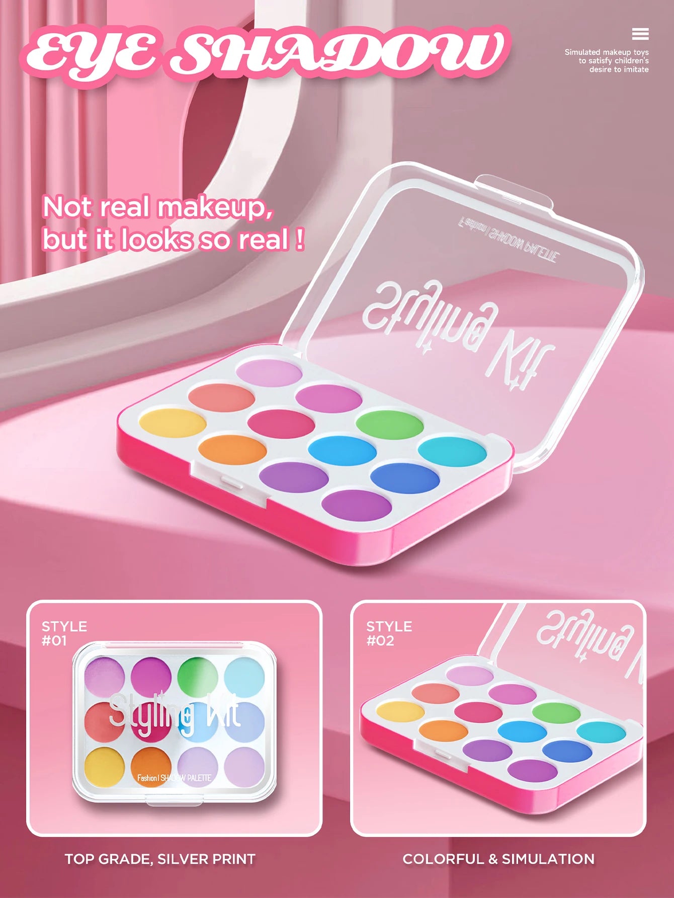 Play Makeup Toys, Simulated Cosmetics Fake Makeup Set Lipstick Powder Blusher Not Real Makeup for Girl Gifts