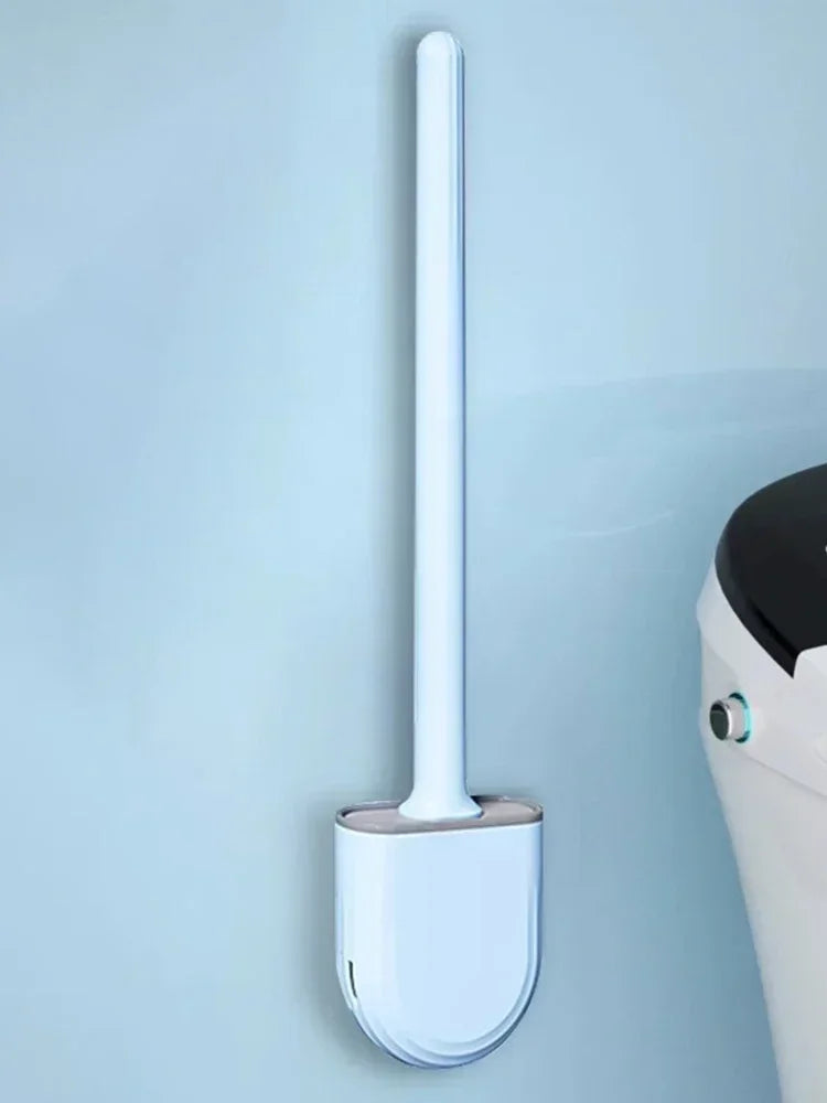 Hanging Silicone Toilet Brush Cleaner with Long Handle Flexible Cleaner Bathroom Brush Quick Drying Holder Bathroom Accessories