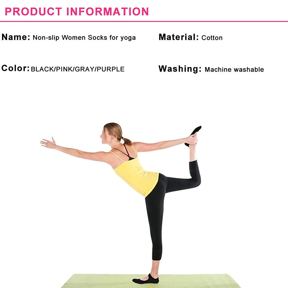 Backless Non-slip Fitness Pilates Socks Cotton Women Sport Yoga Socks Ballet Dance Slippers Barefoot Sock Workout for Gym