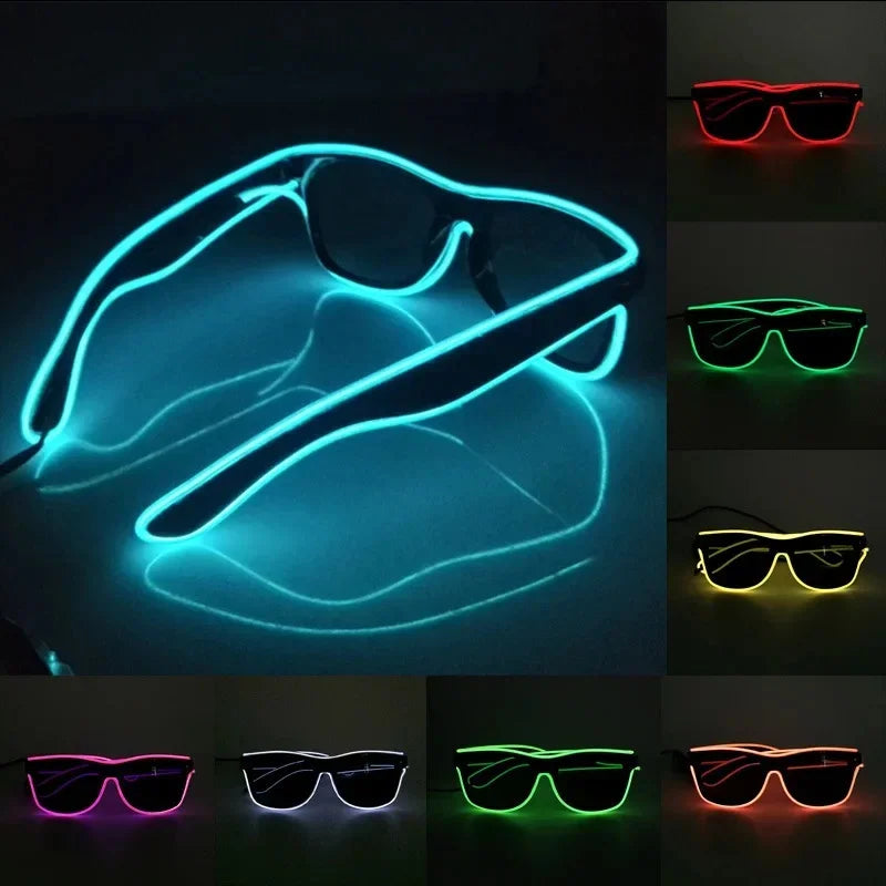 New Cool Flashing Glasses EL Wire LED Glasses Glowing Party Supplies Lighting Gift Bright Light Festival Party Glow Sunglasses