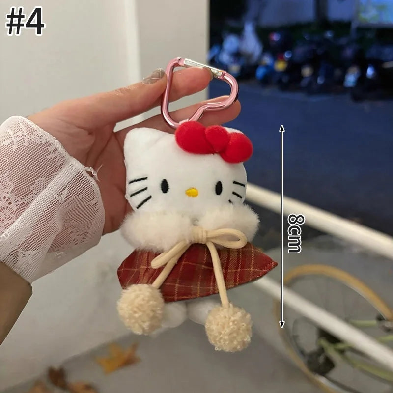 Kawaii Hello Kitty Keychain Cute Cartoon Bag Pendant Plush Doll Charms Car Key Ring Backpack Accessories Women Girl Gifts