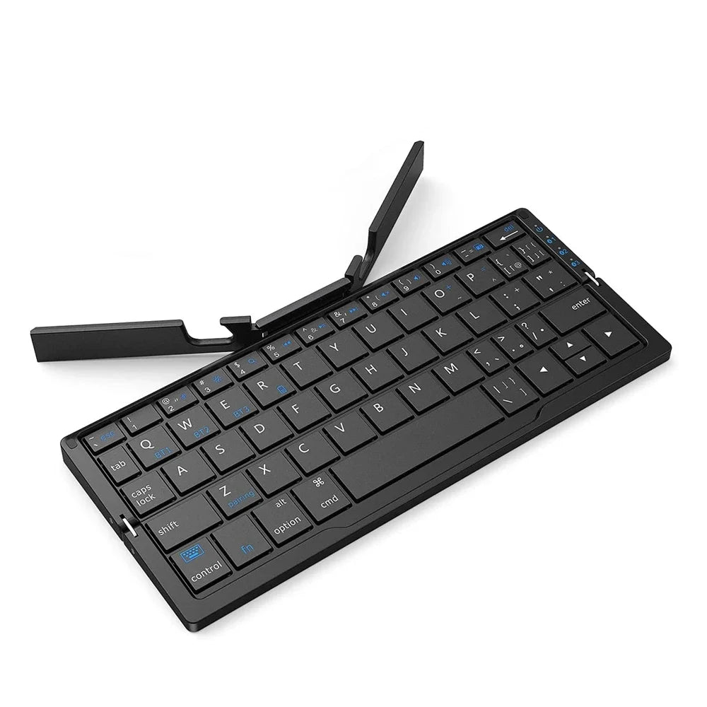 Portable Wireless Folding Keyboard for IPad IPhone Mac with Phone Holder Rechargeable Ultra-thin Wireless Bluetooth Keyboard