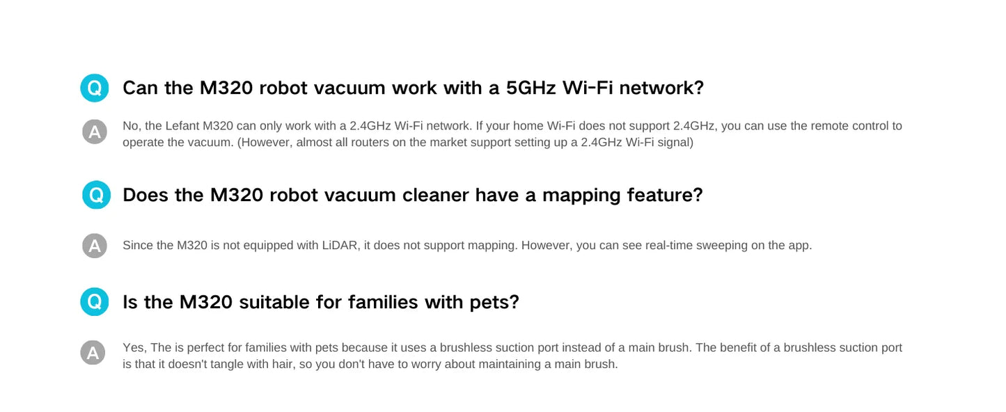 Lefant M320 Robot Vacuum Cleaner, Carpet Detection, 6,000 Pa Suction, Low Noise,  210 Mins Runtime, Self-Charging, Ideal for Har