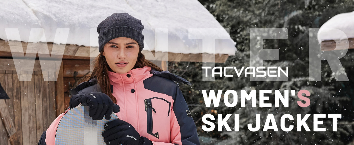 TACVASEN Winter Waterproof Ski Snowboard Jacket Womens Thermal Heavy Fleece Jackets Casual Work Rain Coat Windbreaker Parka