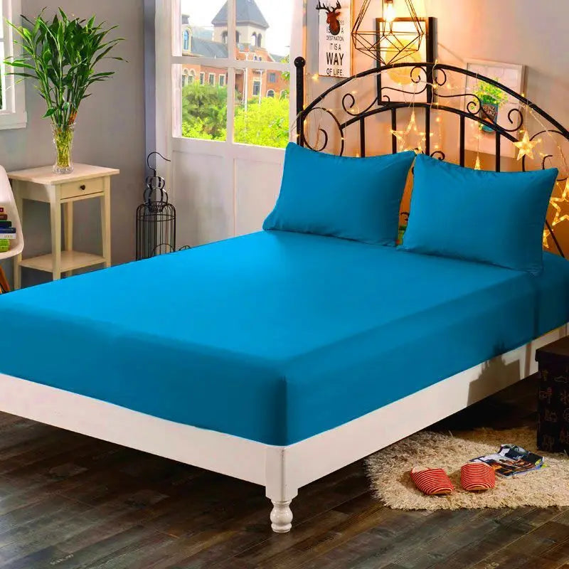 1Pc High Quality 100% Polyester Solid Color Fitted Sheet Mattress Cover Four Corners With  Elastic Band Bed Sheets