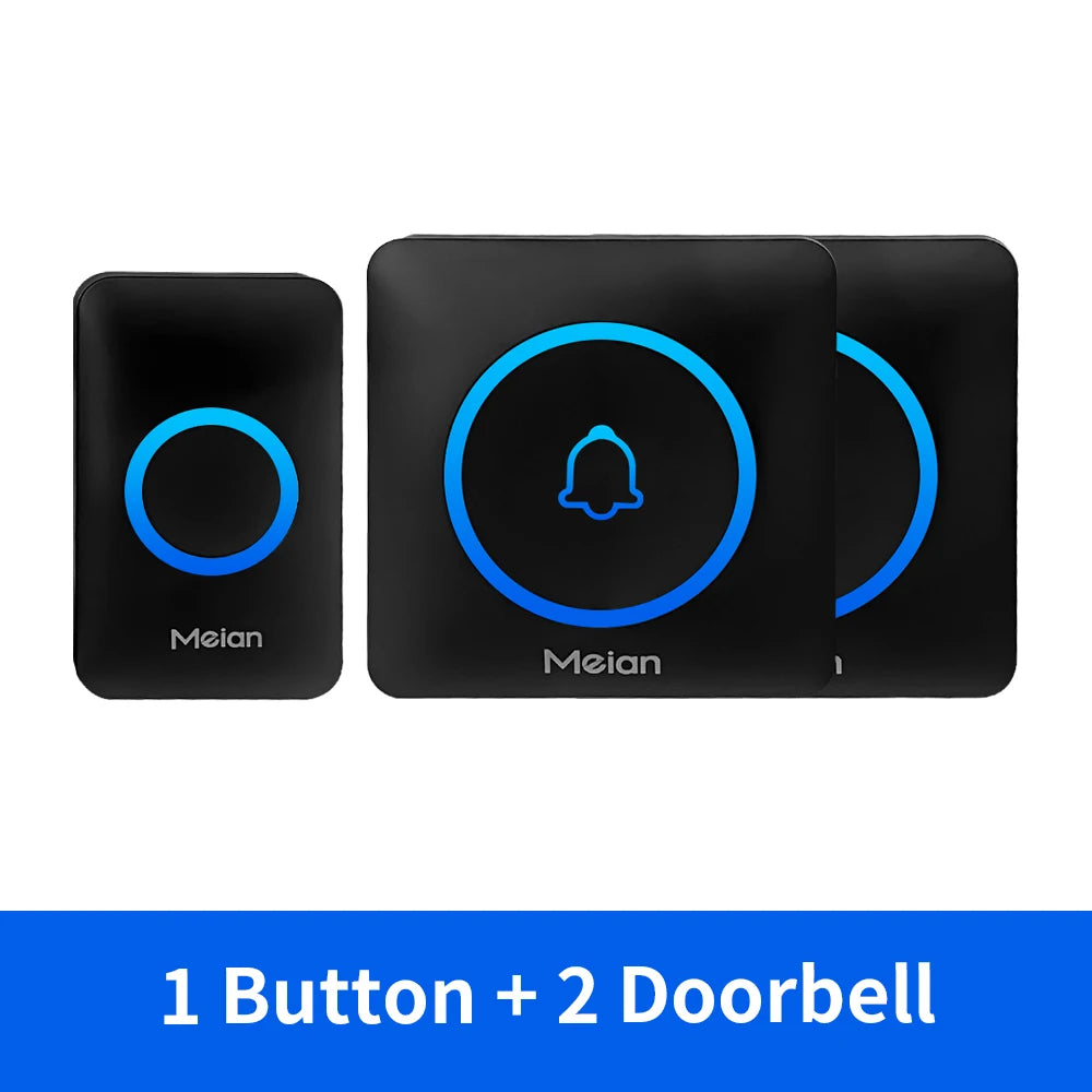 Meian IP65 Waterproof Wireless Doorbell Smart Home Outdoor Door Bell 60 Ringtone 5 Volume Adjustable LED Flash Smart Door Bell