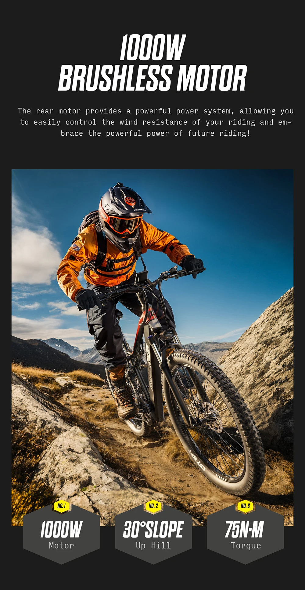 RANDRIDE Electric Bike YG90 48V 17Ah Battery 1000W Motor 27.5" Mountain Bicycle Full Suspension With Hydraulic Brake 21 Speeds