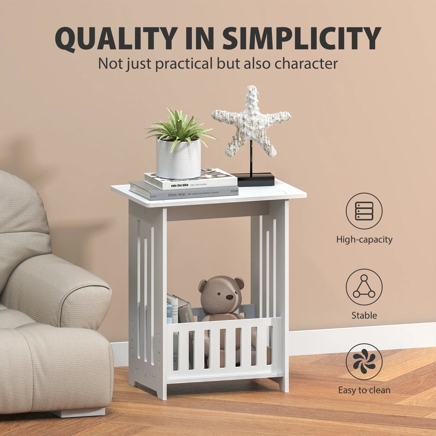 Bedside Tables, Bedside Tables for Bedroom, Wooden Nightstand End Tables with Open Shelf,for Living Room Bedroom,22x34x40cm