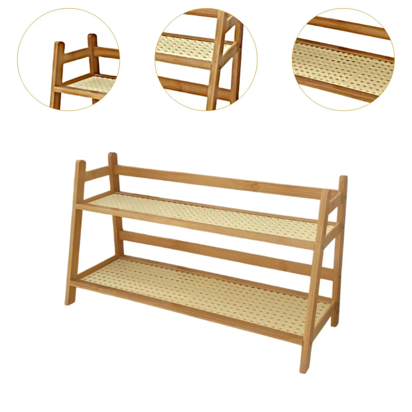 Double-layer Bamboo Storage Rack Desktop Organizer Multi-functional Miscellaneous Shelf Home Kitchen Bedroom Countertop Use