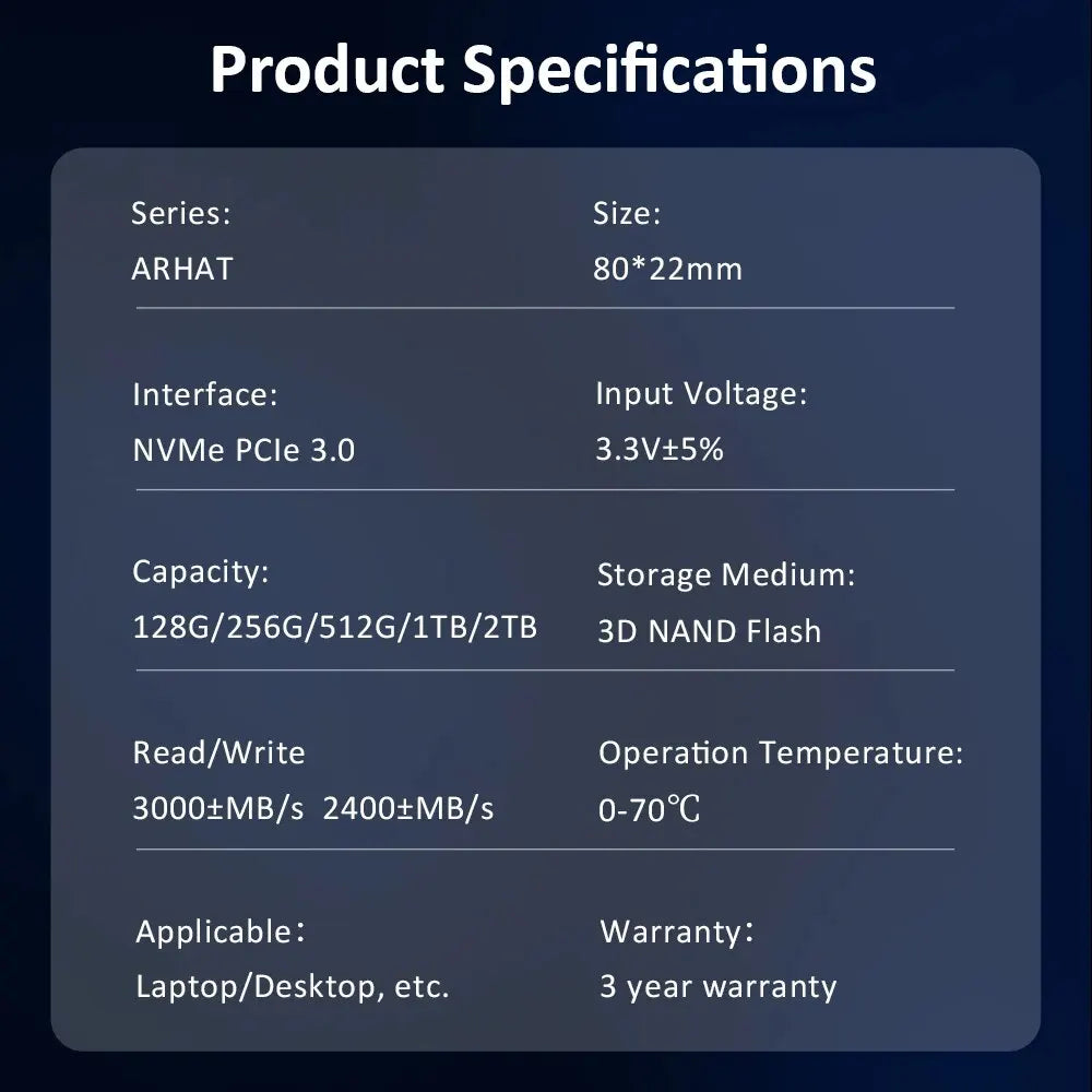 HUADISK M2 SSD NVMe 128GB 256GB 512GB 1TB 2TB SSD M.2 2280 PCIe 3.0 TLC Chip SSD Internal Solid State Disk for Laptop Desktop PC
