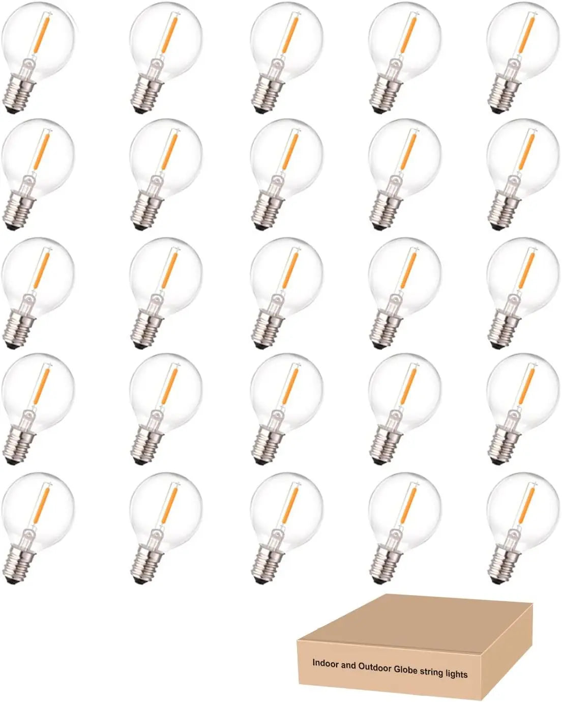 5-25PCS Vintage G40 Led String Light Replacement Bulb 1W 3V 120V 220V Plastic Shatterproof Globe Ball Lamp E12 Base 2700K Edison