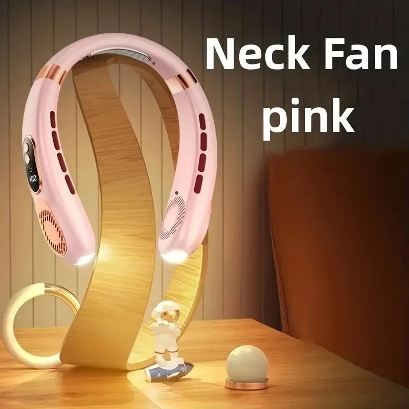 Personal Fan with LED Indicator, USB-C Charging, Long-Lasting 4000mAh Battery, Hands Free Bladeless Fan with 5 Adjustable Speeds