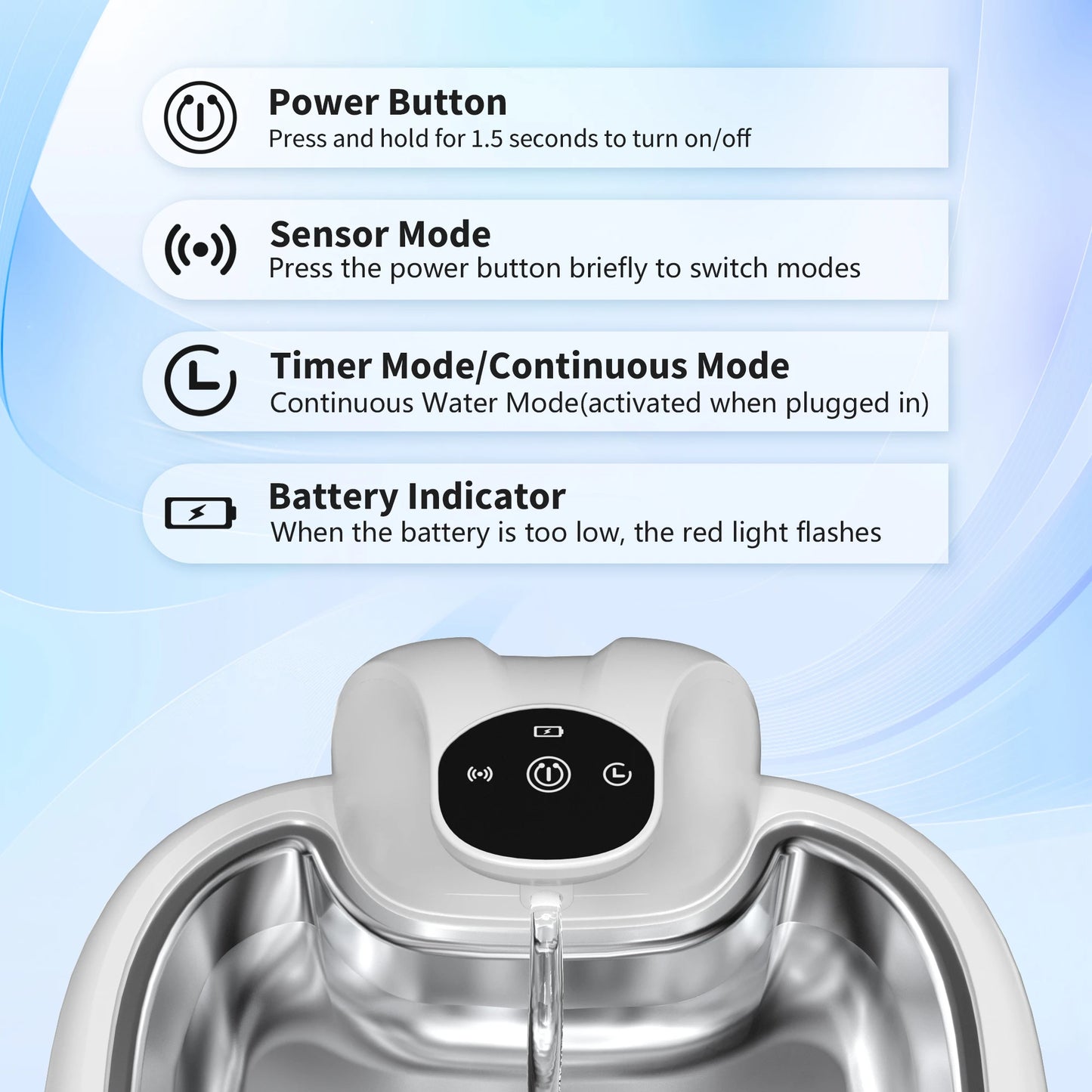 3.5L Cat Water Fountain Wireless Pet Water Dispenser With Stainless Steel Pallet 4000mAh Battery Motion-Sensing Water Dispensing