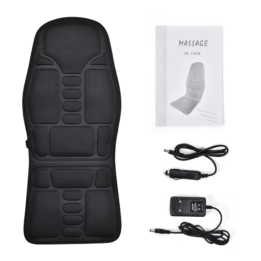 Electric Heating Vibrating Back Massage for Car Chair Office Lumbar Neck Pain Relief Vibration Cushion Shoulder Back Massage Mat