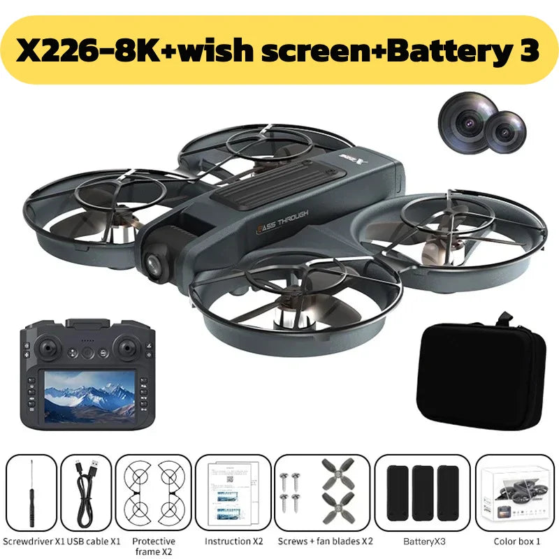 NEW Lenovo X226/X226VR Mini Drones 4K Professional Remote Control Helicopter Plane RC Dron with Screen Quadcopter Toys Gift