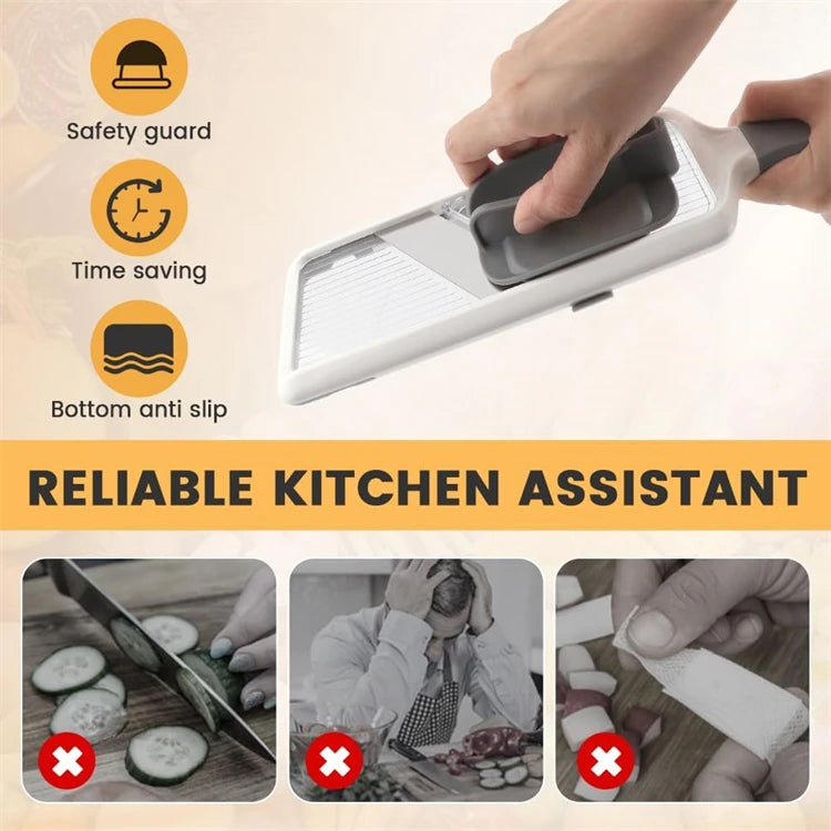 LMETJMA Multi Handheld Mandoline Slicer with Adjustable Stainless Steel Blade Kitchen Veggie Chopper Cheese Grater JT237