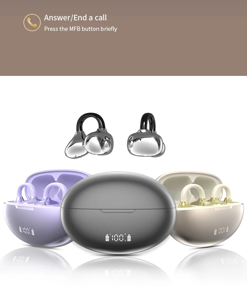 AI Translation Earbuds Pearl Clip Ear Open Bluetooth Earbuds 144 Languages Real-Time Translation for Travel Business Learning