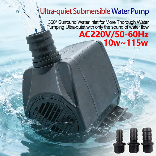 AC220V Multi-functional Silent Aquarium Submersible Pump, Landscape Large-flow Water Spray Pump,Fish Pond Water Circulation Pump