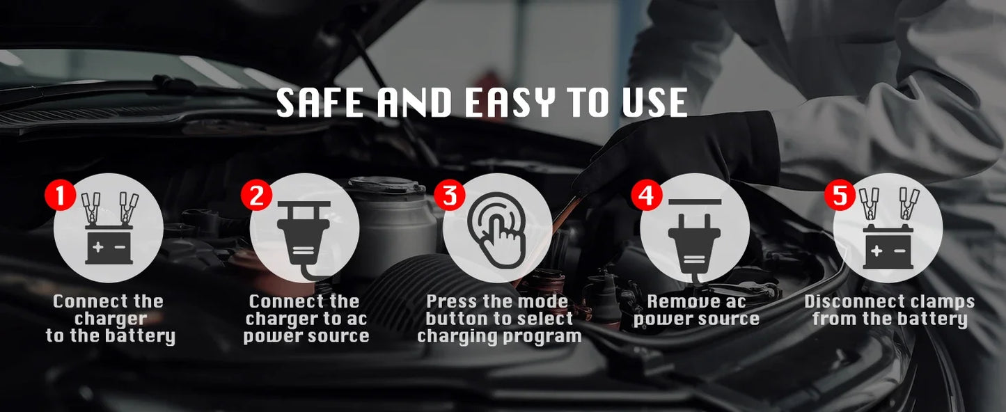 12V 4A Smart Car Battery Charger for Car Automatic Float Charger Motorcycle Lawn Mower Tractor Lead-acid AGM GEL Toy Battery