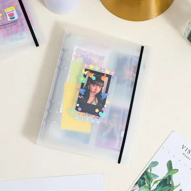 A5 Kpop Photocard Holder Binding Photo Cards Holder in Polaroid Album Book 3 Inches Heart Photo Card School Stationery Binder