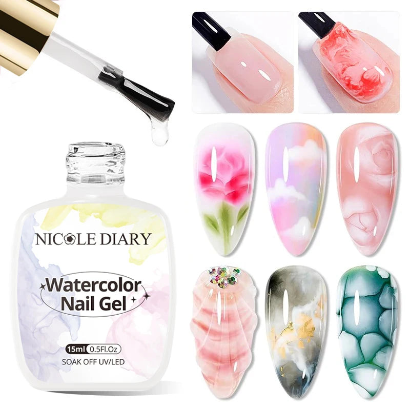 NICOLE DAIRY 15ml Bubble Ocean Wave Glue White Gel Nail Polish Summer Nail Poke Varnish UV LED Soak Off Gel For Nail Art Manicur
