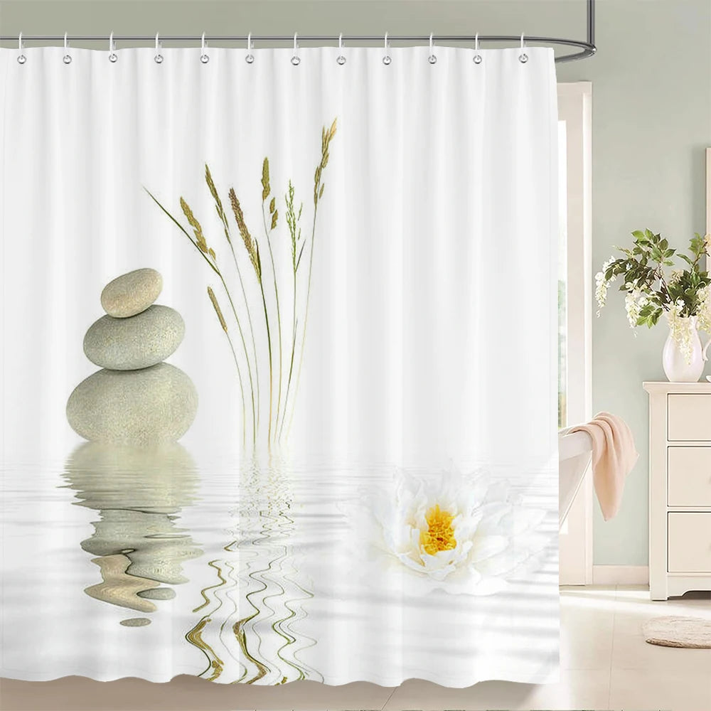 Green Plant Bamboo Shower Curtain Bathroom Bath Curtain Waterproof polyester 3D Printed Trees 180*200cm Bath Screen With Hooks