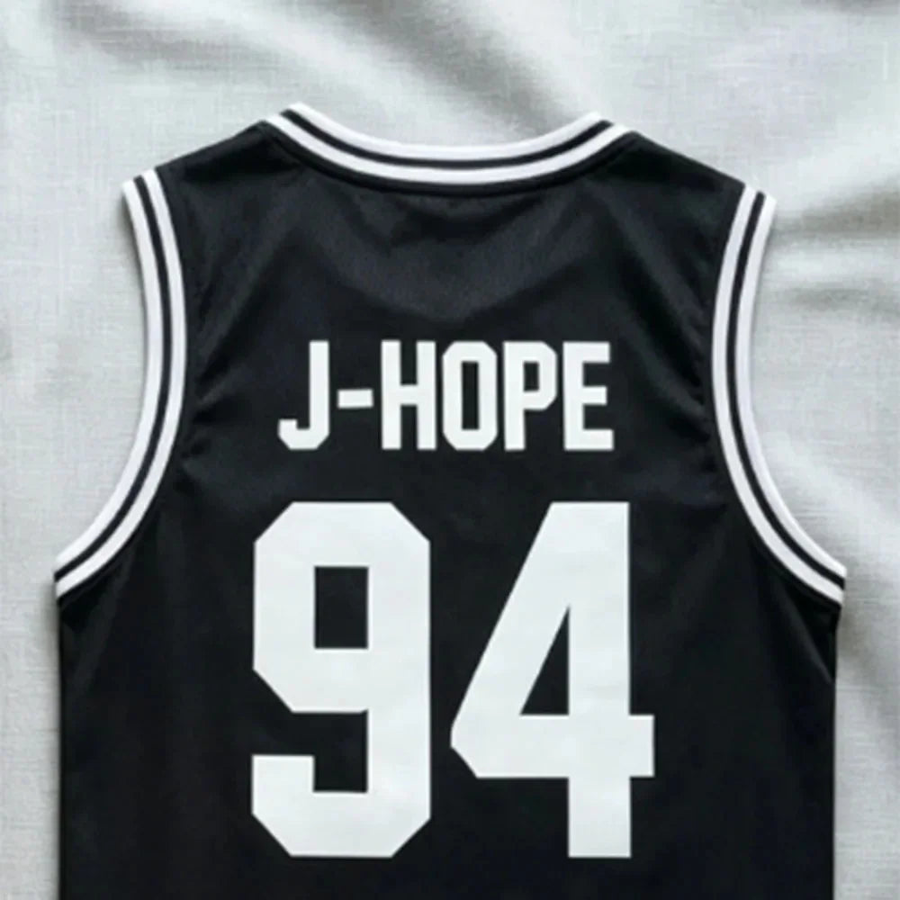 Members Number Basketball Tank Top Black White Striped Mesh Sleeveless Vest Kpop Army Concert Oversized Fan Sports Jersey
