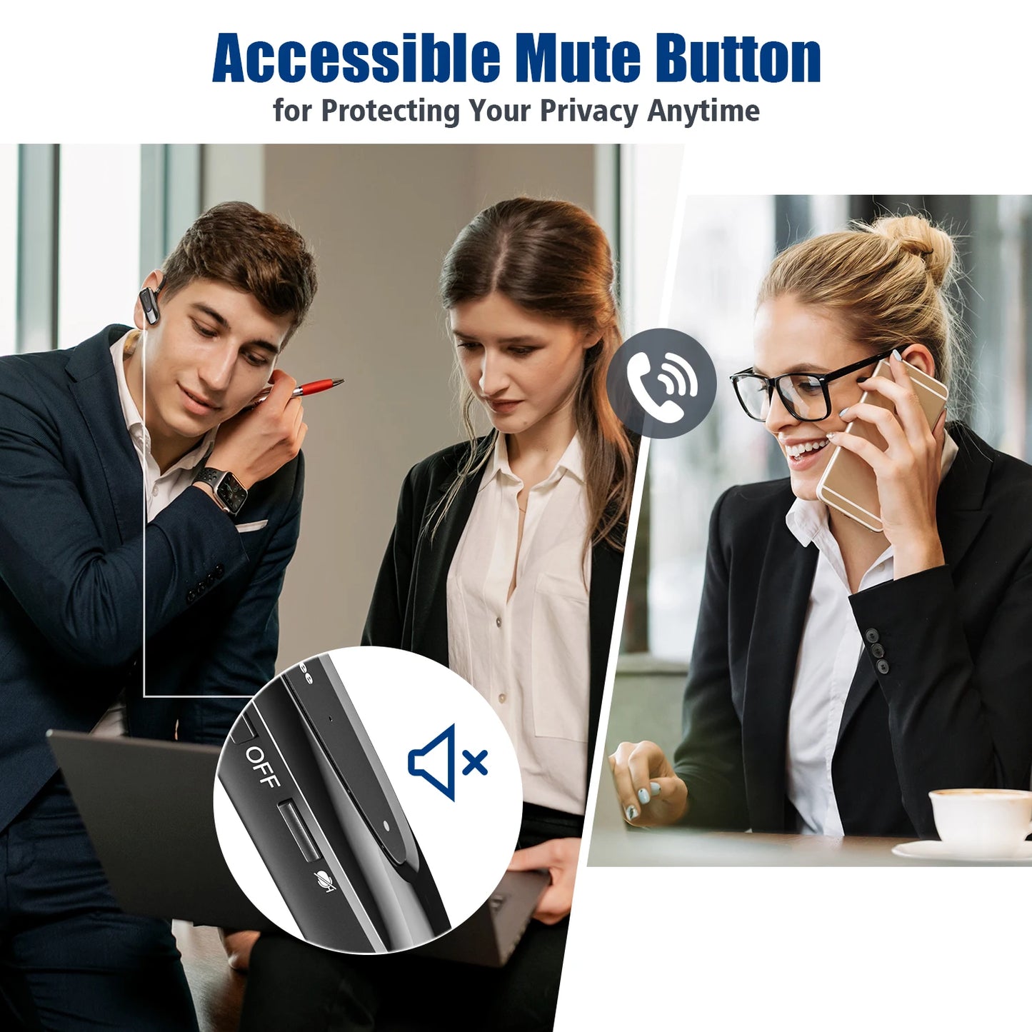 New Bee B45 Bluetooth Headset Wireless Earpiece for Driving Earphone with Dual Mic Earbuds CVC8.0 Noise Reduction Headphones