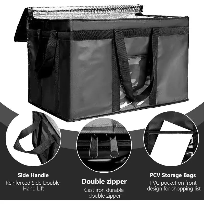 Reusable Insulated CoolerBag PremiumAluminum Foil Thermal Storage Bag Lightweight Portable ZipperLunch Bag for Camping Party Use