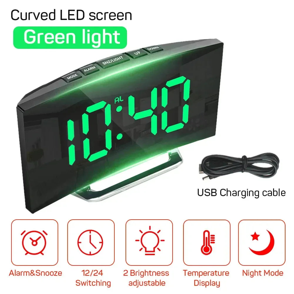 Latest Digital Clock LED Alarm Clock Bedroom Electronic Desktop Clock With Temperature Display Adjustable Brightness 12/24 Hours
