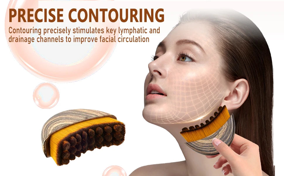 New Lymphatic Contour Face Brush for Lymphatic Drainage Massage Ergonomically Designed to Fit Skin Precisely