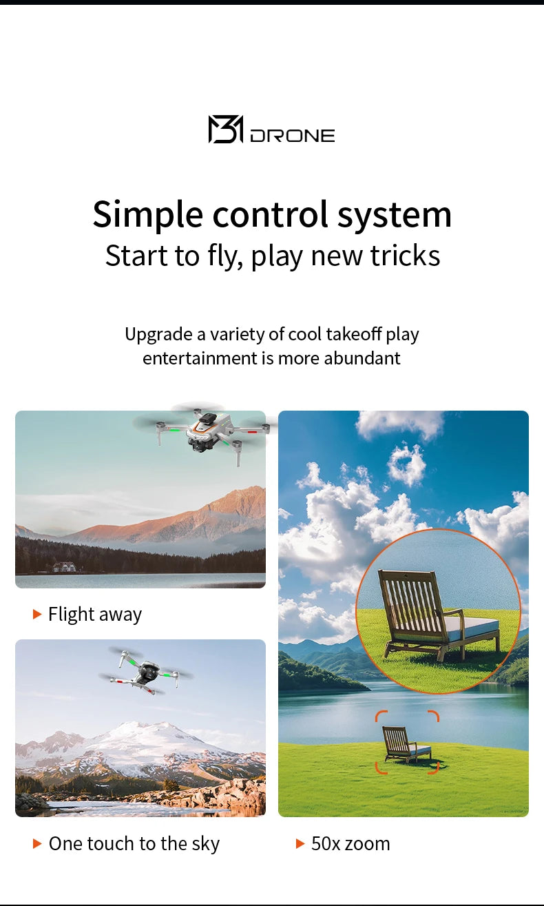 New Obstacle Avoidance M3 Drone Brushless Motor Helicopter Optical Flow Hovering GPS 8K 3 Camera Foldable Quadrotor Aircraft Toy