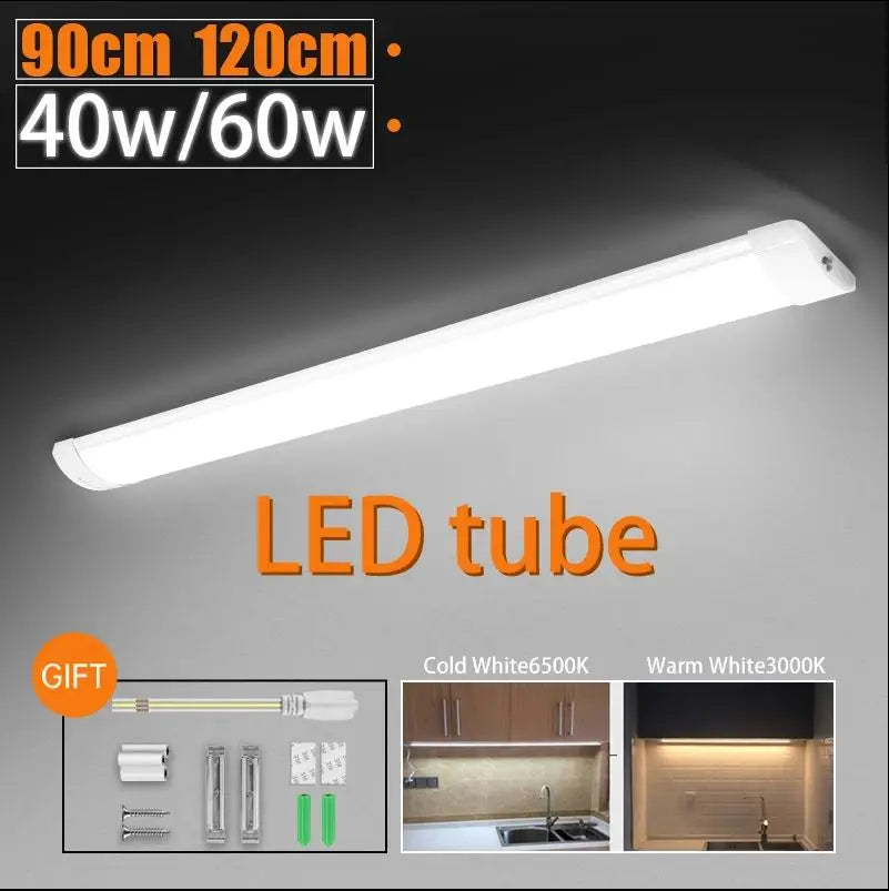 Led Lights Tube Home Lighting Kitchen Bedroom Garage Fixture t5/t8 Ceiling Linear Lamp Strip 220V Closet Cabinets 90/120cm Tube