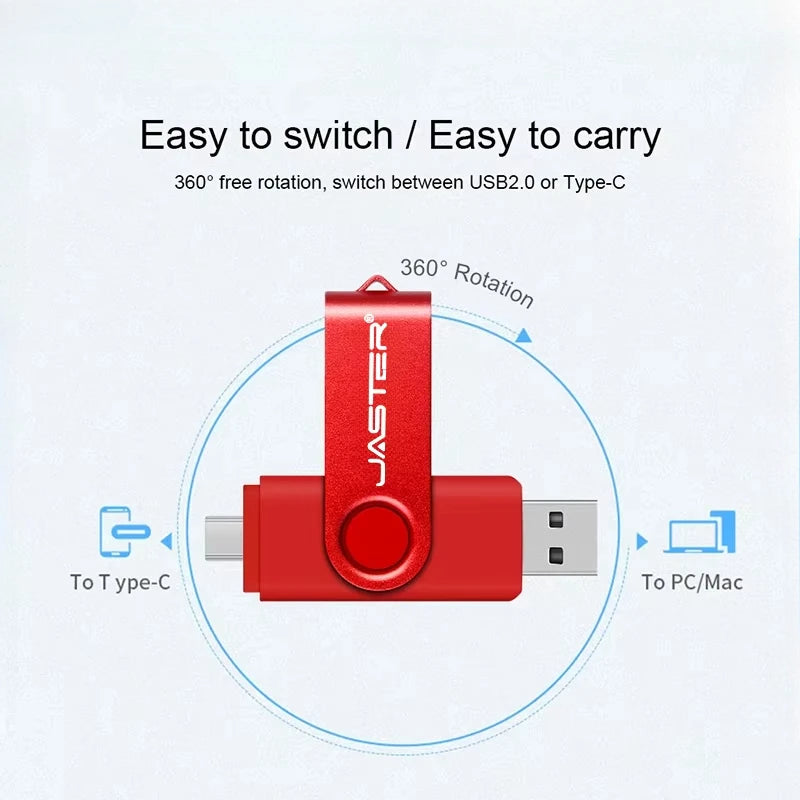 Multifunctional OTG 2 IN 1 Type-c USB Flash Drive Pendrive 128GB Cle Usb Флэш-накопител Stick 32/64 GB Pen Drive for Phone