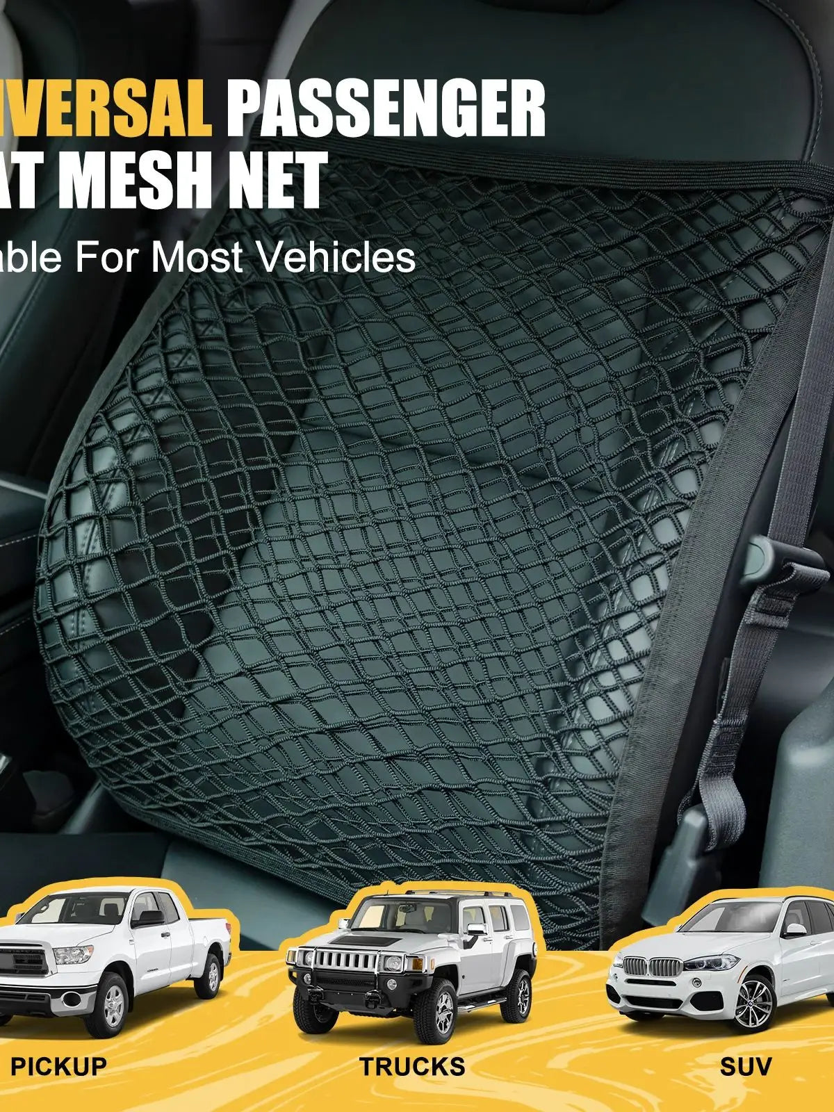 Car Seat Net  Elastic Double Layer Storage Mesh Net Fit for Front Seat  Handbag Holder with Adjustable Shoulder Strap 19.68×15.7