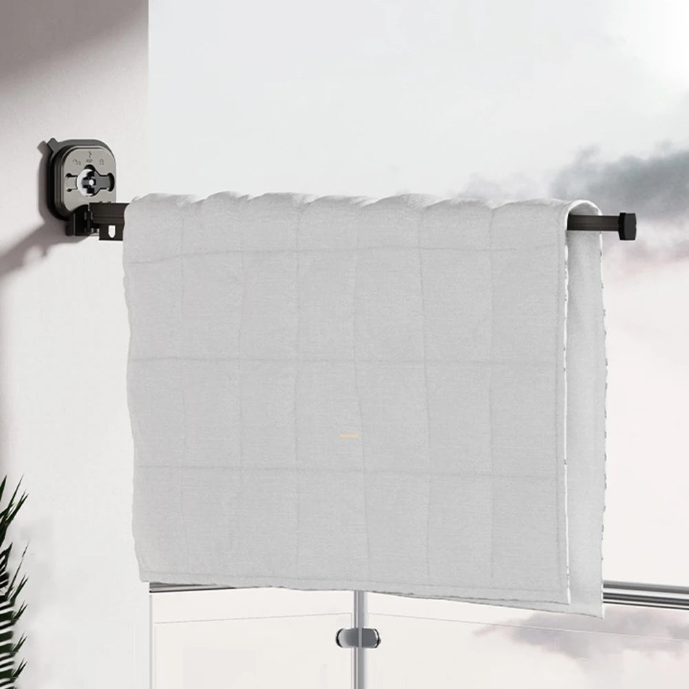 Suction Cup Wall Mount Folding Clothes Drying Rack Space-Saver Mudroom Balcony Invisible Telescopic Clothes Drying Rack Hanger