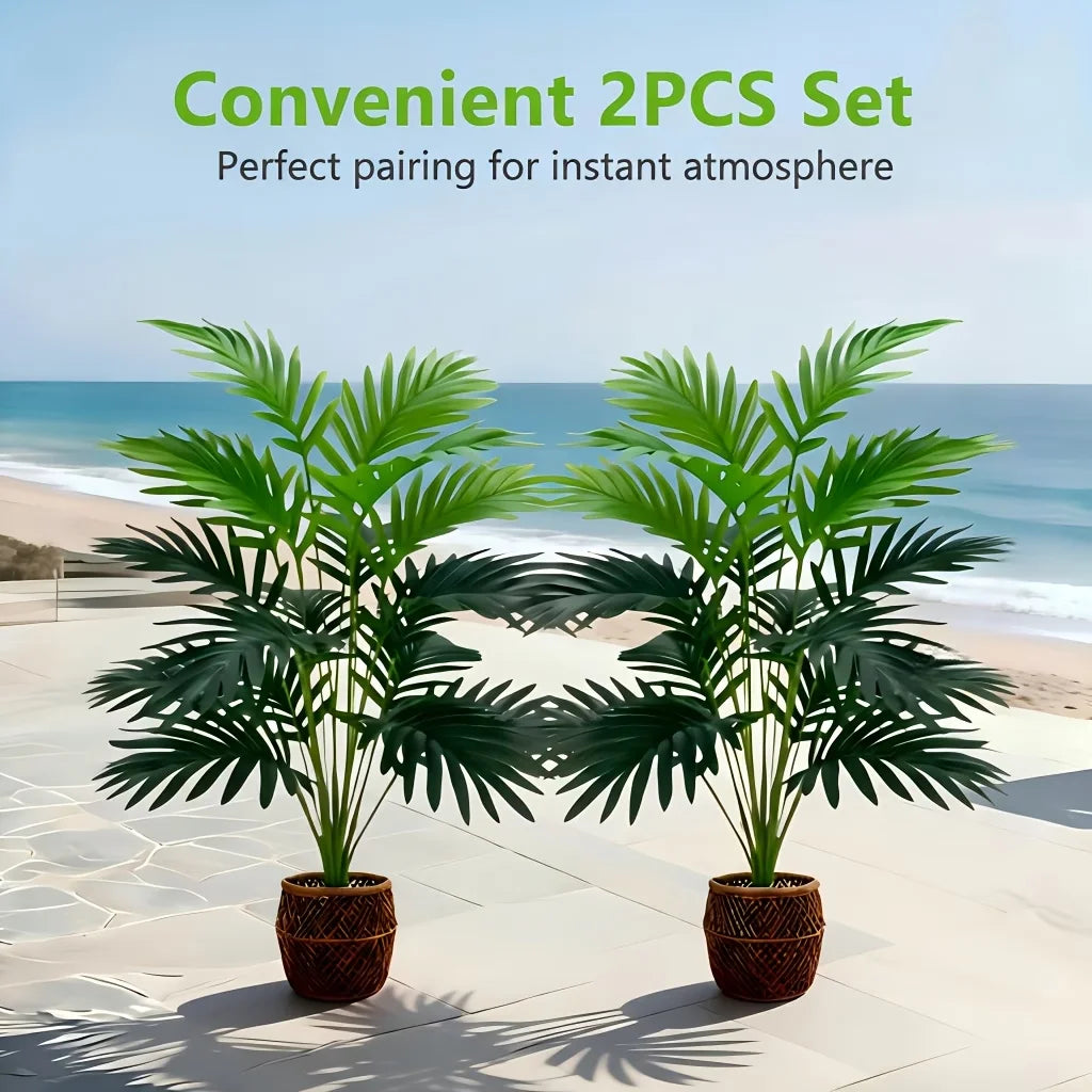 2PCS 24Leaves Areca palm simulation green plants realistic artificial trees suitable for bedroom living room outdoor decoration