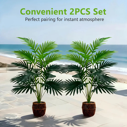 2PCS 24Leaves Areca palm simulation green plants realistic artificial trees suitable for bedroom living room outdoor decoration