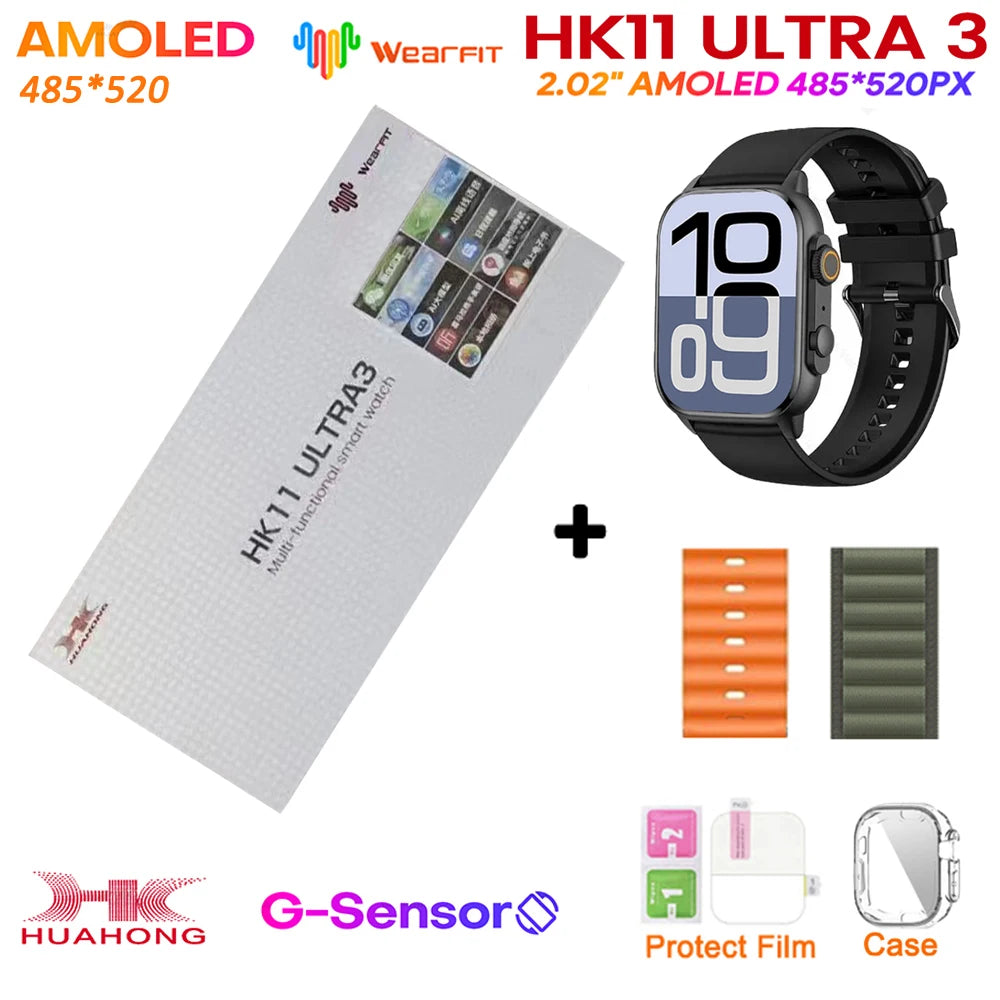 Upgrade Hk11 Ultra 3 Gen2 SmartWatch 4GB ROM AI ROBOT AMOLED Network 49mm G-Sensor ChatGPT NFC Compass GPS 3D Menu Music Watch