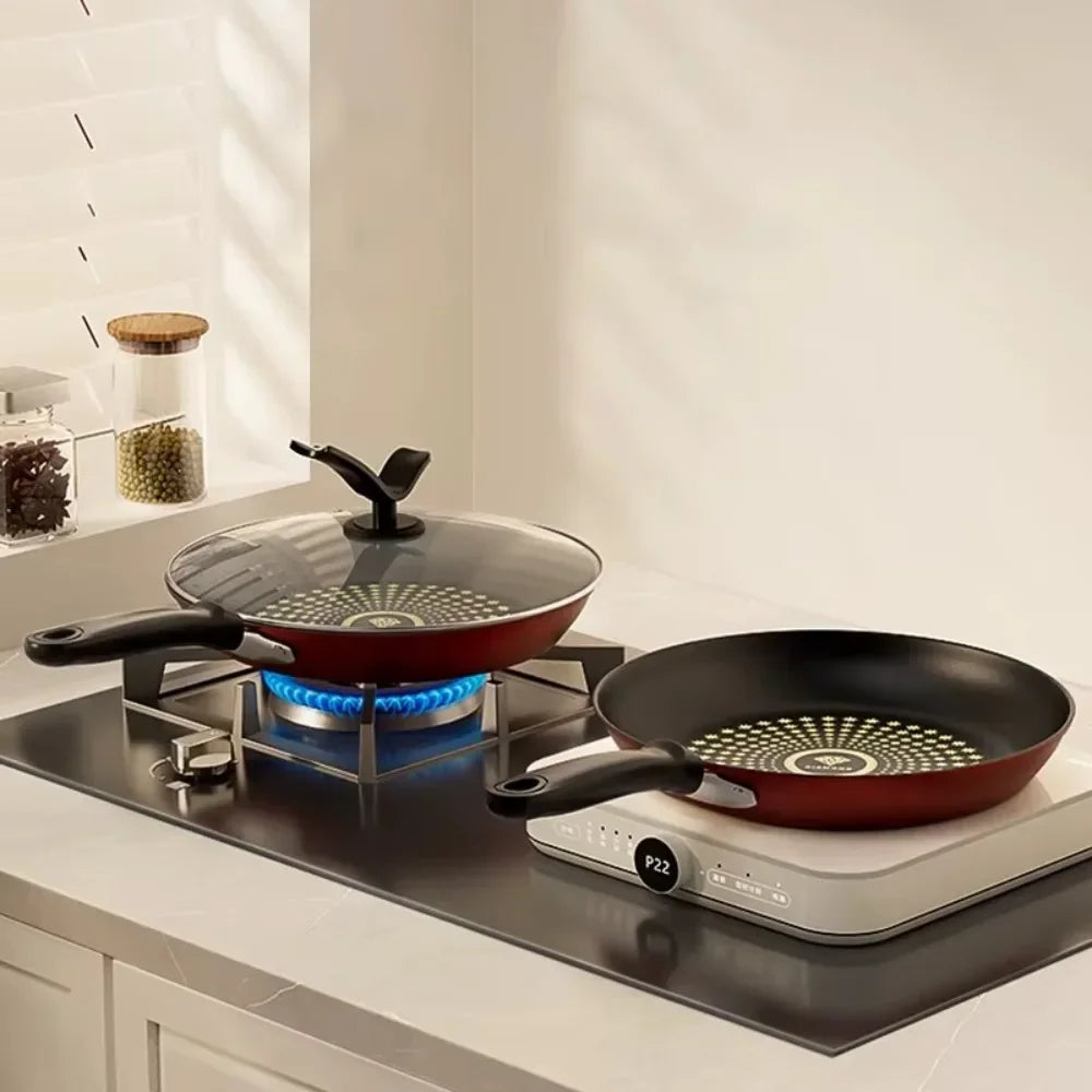 New Crystal Diamond Non-Stick Pan with Lid Multi-functional Frying Pan Iron Easy to Clean Kitchen Cookware Gas Induction Cooker