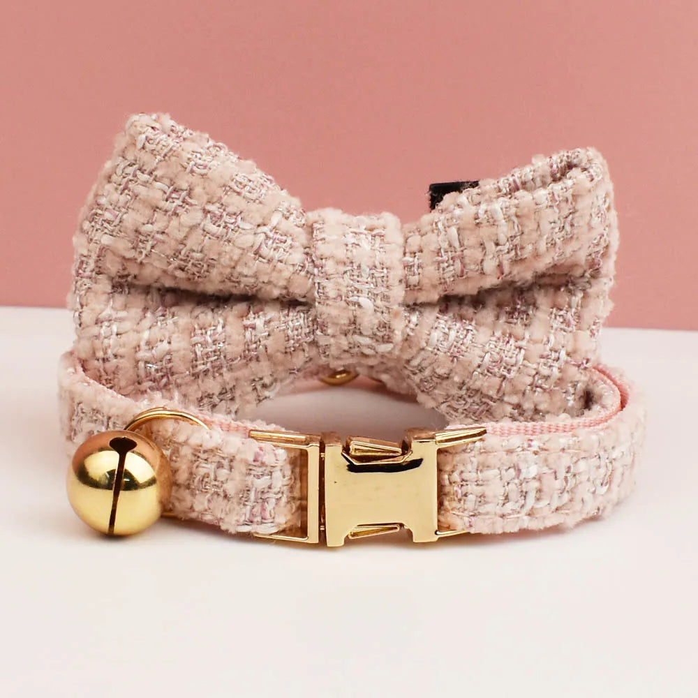 Personalized Metal Hardware Cat Collar And Leash Set with Bell Engraving ID Tag for Kittens Pet Accessories