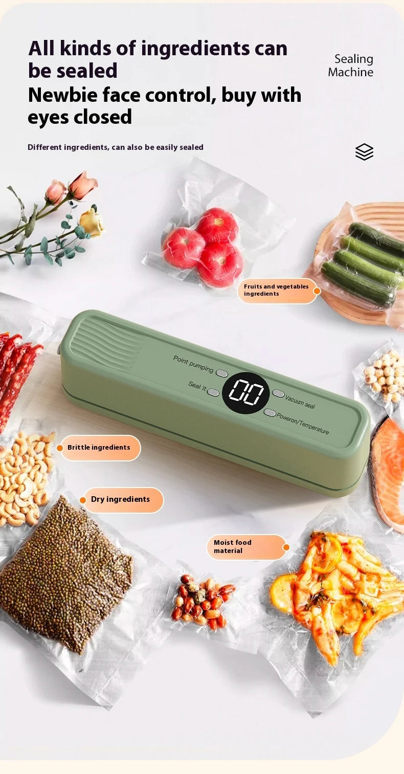 Handheld Mini Vacuum Sealer Rechargeable Design Automatic Sealing Machine Kitchen Food Storage Helper