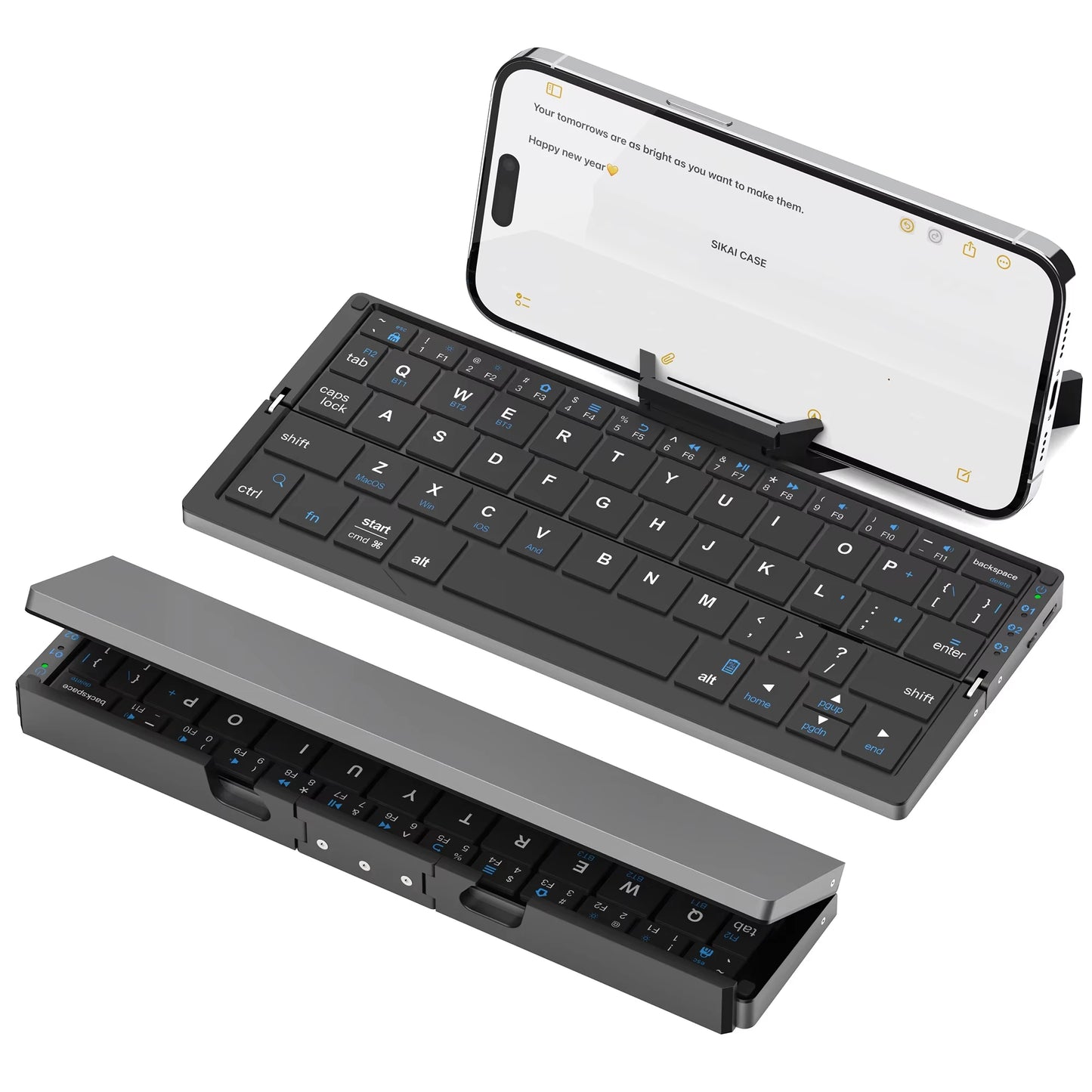 Foldable Bluetooth Keyboard with Magnetic Stand Portable Wireless Keyboard for iPad iPhone Samsung Tablet Rechargeable