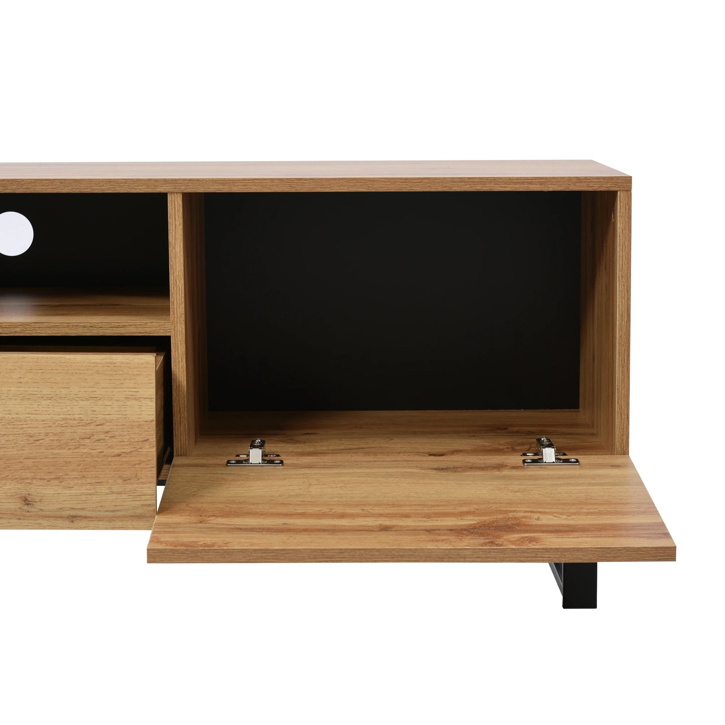 PINGGO Modern Minimalist TV Cabinet Large Capacity Storage Cabinet With Doors And Drawers Wood Grain Design TV Media Console