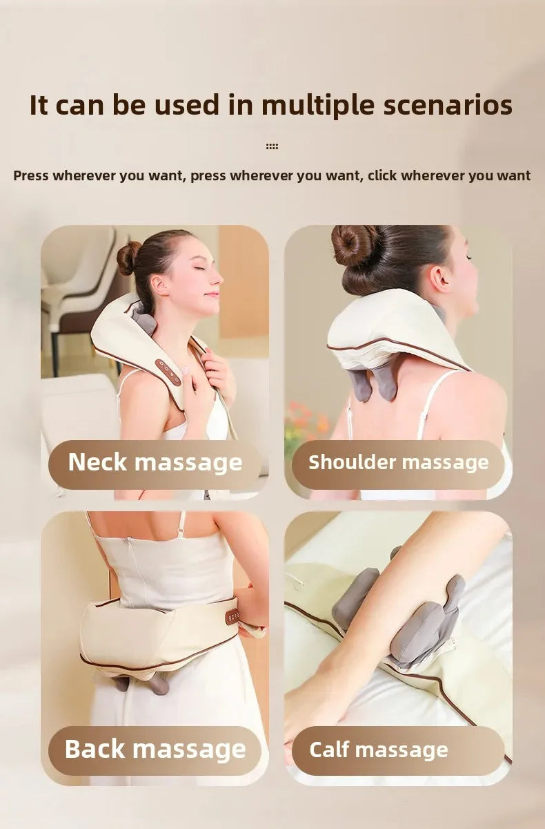 New USB Tape Neck Shiatsu Massage Belt Neck Back Shoulder and Neck Massager U-shape Electric Neck Massager with long-las