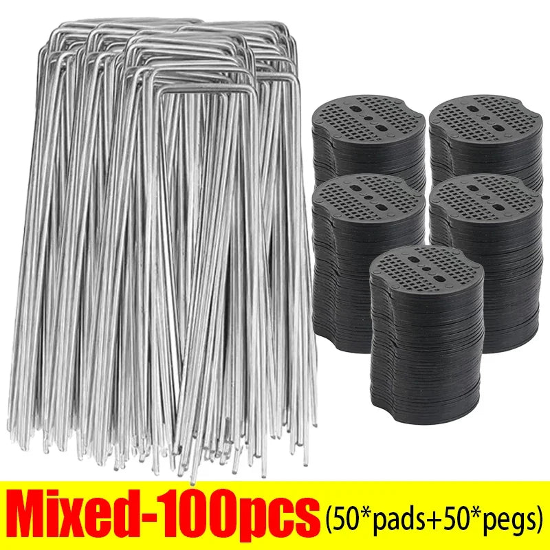 U-type Garden Staples Heavy-duty Fence Tubing Stakes Sod Pins Galvanized Landscape Spike for Holding Lawns Barrier Ground Nail