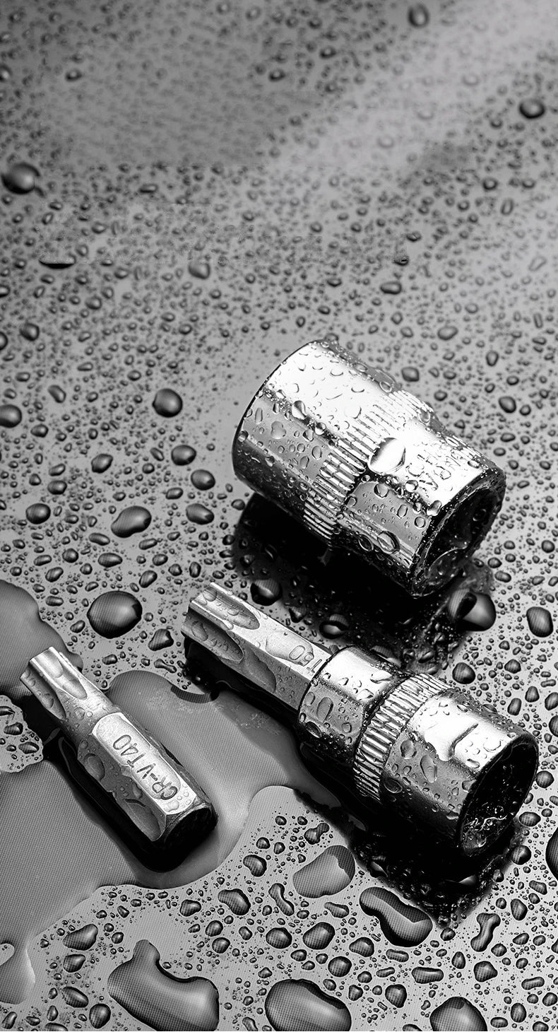 Professional 34pcs Torx Bit Socket & E-Torx Star Socket Set 1/4" 3/8" 1/2" Drive Male Female E-torx Bits Handheld Tool with Case