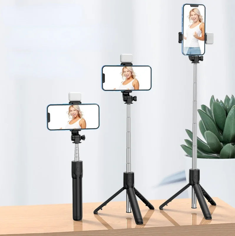 Cell Phone Selfie Stick Tripod Bluetooth Remote Wireless Selfi Stick Phone HolderStand with Beauty Fill Light for Phone