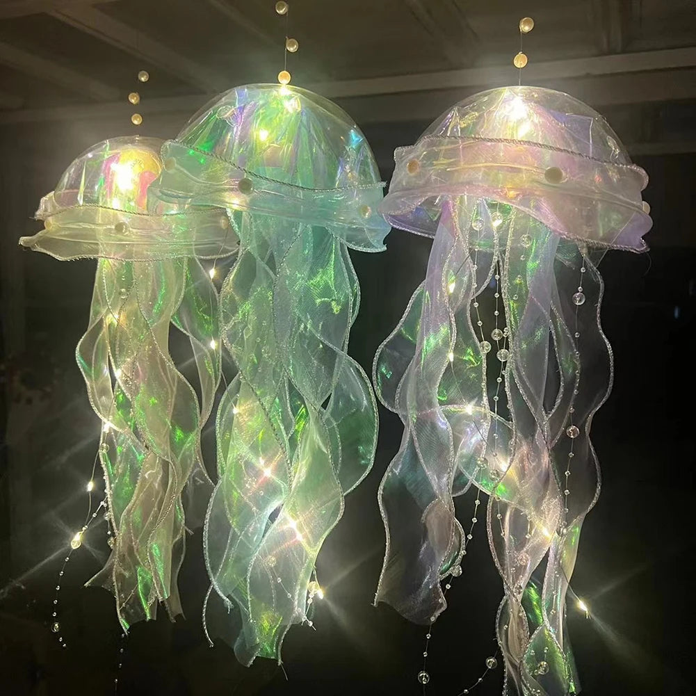 5-1PCS RGB Jellyfish Lamp Colorful Night Light Jellyfish Atmosphere Light Lamp Hanging Ceiling Lantern Creative Jellyfish Lamp