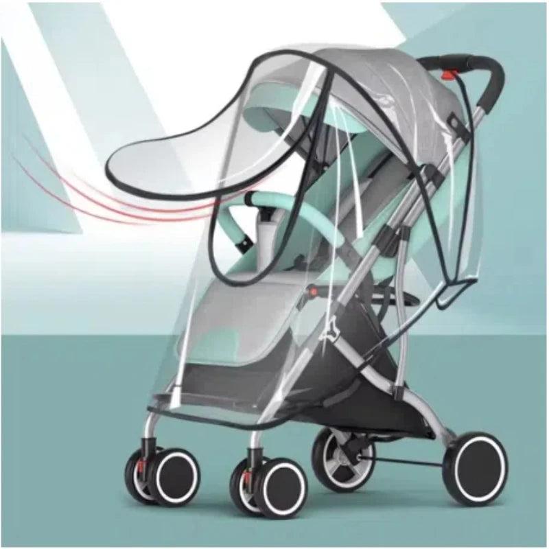 2025New Waterproof Rain Cover For Prams Pram Accessories Transparent Dust Cover Open Zip Umbrella Rainy Season Waterproof